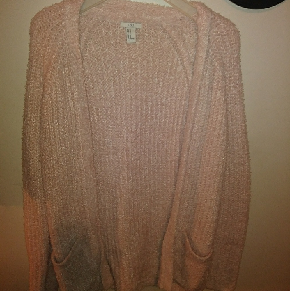 Long creme colored cotten/knit sweater